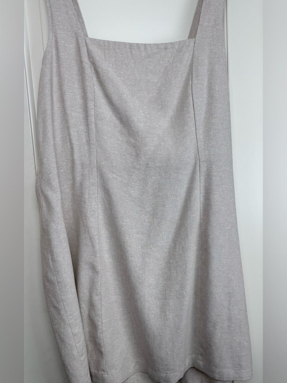 NWT Old Navy XXL Oatmeal Linen Blend Square Neck Smocked Mini Dress
